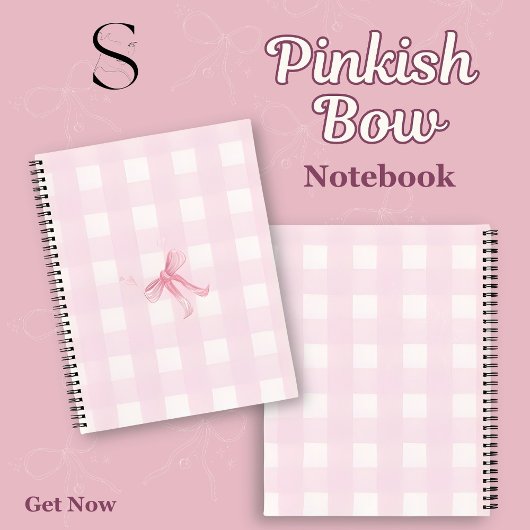 cute pinkish bow with heart notebook ノートブック