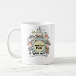 Cute Pirate Adventure Custom Photo  Name Kids Mug コーヒーマグカップ