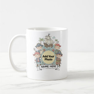 Cute Pirate Adventure Custom Photo  Name Kids Mug コーヒーマグカップ