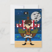 Cute Pirate and Ship RSVPカード (正面)