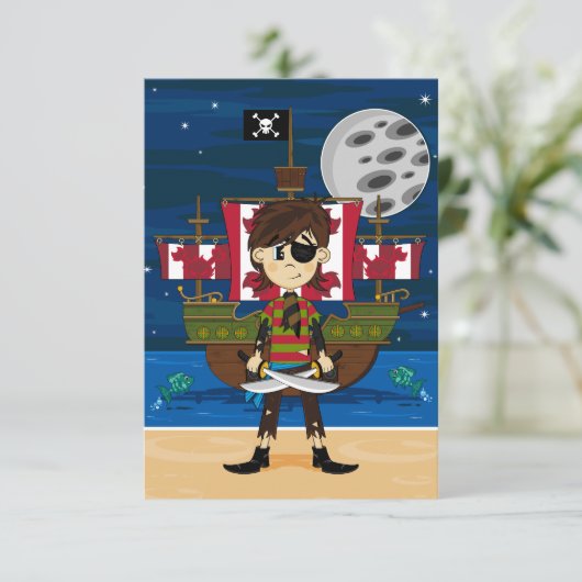 Cute Pirate and Ship RSVPカード (スタンド正面)