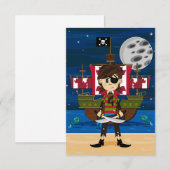 Cute Pirate and Ship RSVPカード (正面/裏面)