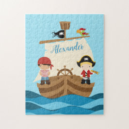 Cute Pirate Boys & A Big Ship Custom Name ジグソーパズル