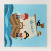 Cute Pirate Boys & A Big Ship Custom Name ジグソーパズル (横)