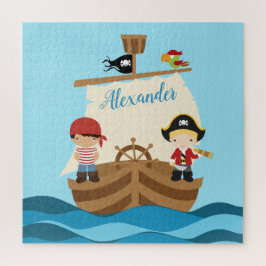 Cute Pirate Boys & A Big Ship Custom Name ジグソーパズル