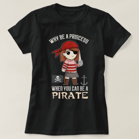 Cute Pirate Girl Empowerment Design Tシャツ (デザイン正面)