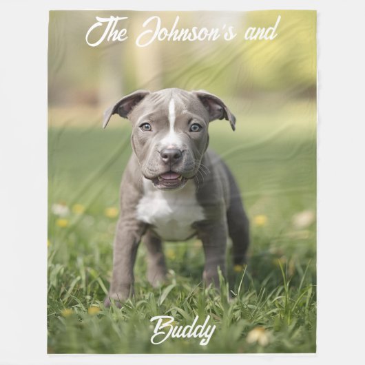 Cute Pit Bull Personalized フリースブランケット (正面)
