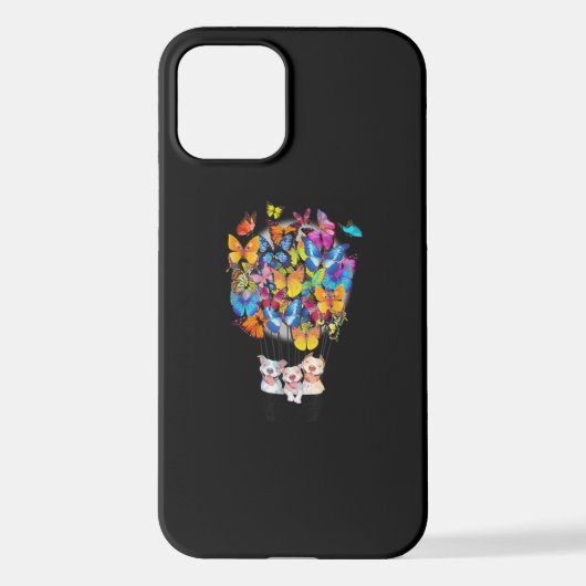Cute Pitbull Dog Butterfly Hot Air Balloon iPhoneケース (裏面)