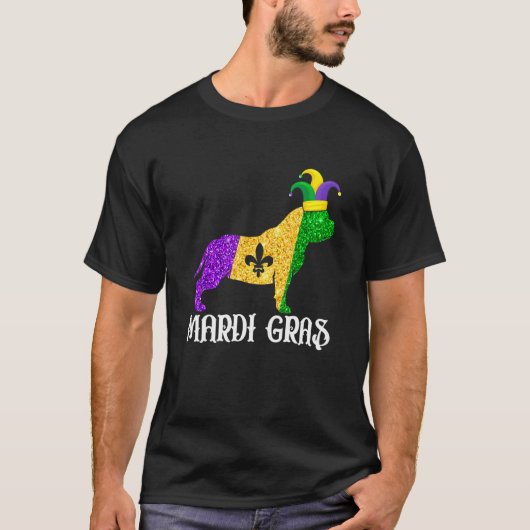 Cute Pitbull Dog Lover Mardi Gras Party Jester Mas Tシャツ (正面)