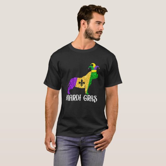 Cute Pitbull Dog Lover Mardi Gras Party Jester Mas Tシャツ (正面フル)