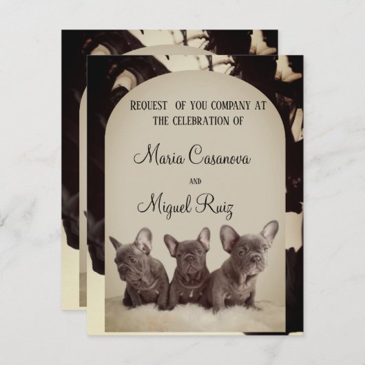 cute pitbull elegant party 招待状 (正面/裏面)