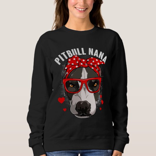 Cute Pitbull Nana Dog  Family Matching Mothers Day スウェットシャツ (正面)