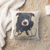 Cute Pitbull Puppy Dog Cartoon Design クッション (ブランケット)