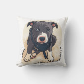 Cute Pitbull Puppy Dog Cartoon Design クッション (正面)