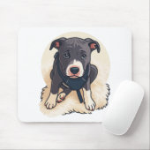 Cute Pitbull Puppy Dog Cartoon Design マウスパッド (マウス)