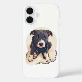 Cute Pitbull Puppy Dog Cartoon Design iPhone 16ケース