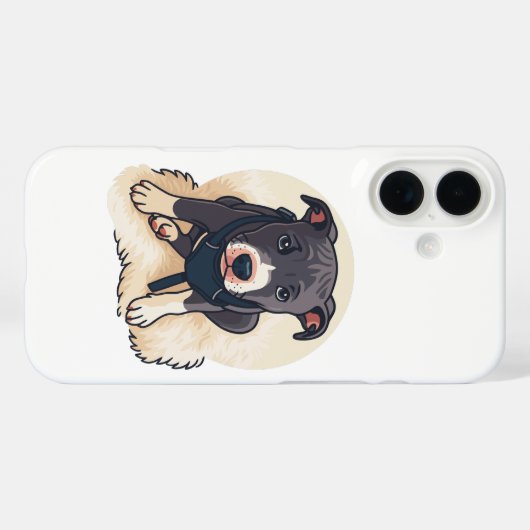 Cute Pitbull Puppy Dog Cartoon Design Case-Mate iPhoneケース (裏面 (横))