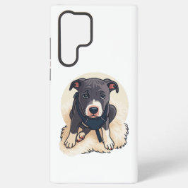 Cute Pitbull Puppy Dog Cartoon Design Samsung Galaxy S22 Ultraケース