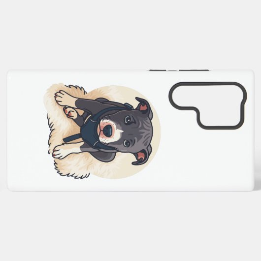Cute Pitbull Puppy Dog Cartoon Design Samsung Galaxyケース (裏面横)