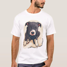 Cute Pitbull Puppy Dog Cartoon Design Tシャツ