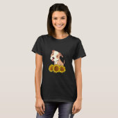 Cute Pitbull Terrier Dog Sunflower Graphic for Wom Tシャツ (正面フル)