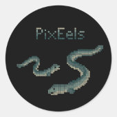 Cute "PixEels" Pixelated Eels Graphic ラウンドシール (正面)