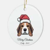 Cute Pixel Art Beagle Dog Santa Hat Christmas Gift セラミックオーナメント (左)