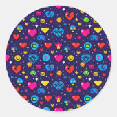 Cute Pixel Art Gaming Vinyl Sticker Pack ラウンドシール (正面)