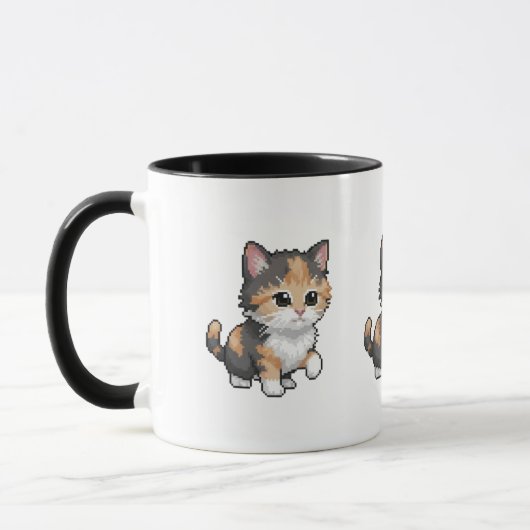 Cute Pixel Art Kitten Mug マグカップ (左)