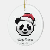 Cute Pixel Art Panda Bear Santa Hat Christmas Gift セラミックオーナメント (左)