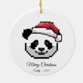 Cute Pixel Art Panda Bear Santa Hat Christmas Gift セラミックオーナメント (裏面)