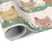 Cute Pixel Chickens Pattern ラッピングペーパー (ロールコーナー)