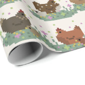 Cute Pixel Chickens Pattern ラッピングペーパー (ロールコーナー)