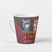 Cute Pixel Gamer Friends Art Piece カフェラテマグ (左アングル)