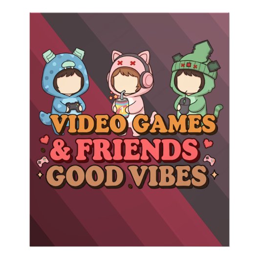 Cute Pixel Gamer Friends Art Piece フォトプリント (正面)