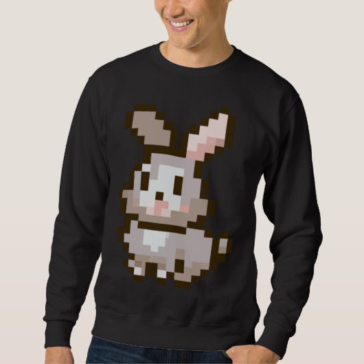 cute Pixelated Easter Video Game Easter Bunny Gami スウェットシャツ (正面)