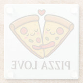 Cute Pizza Love Sticker ガラスコースター (裏面)