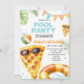 Cute pizza pool party theme invitation 招待状 (正面)