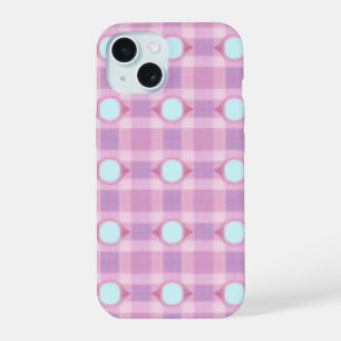 Cute Plaid and Eye Motif Phone Case iPhone 15ケース