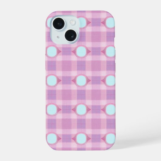 Cute Plaid and Eye Motif Phone Case iPhone 15ケース (裏面)