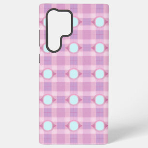 Cute Plaid and Eye Motif Phone Case Samsung Galaxy S22 Ultraケース
