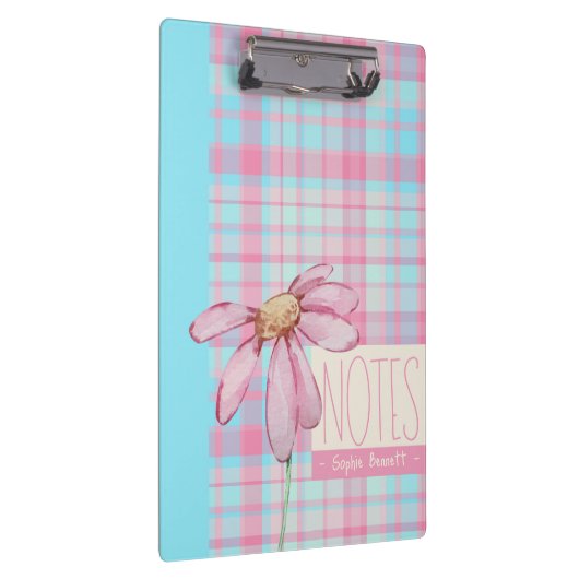 Cute plaid  pastel pink Daisy Notes Notebook  クリップボード (右)