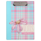Cute plaid  pastel pink Daisy Notes Notebook  クリップボード (正面)