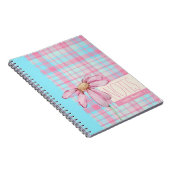 Cute plaid  pastel pink Daisy Notes Notebook  ノートブック (右側)