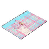 Cute plaid  pastel pink Daisy Notes Notebook  ノートブック (左側)