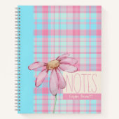 Cute plaid  pastel pink Daisy Notes Notebook  ノートブック (正面)