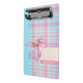 Cute plaid  pastel pink Daisy Notes Notebook  ミニクリップボード (アングル2)
