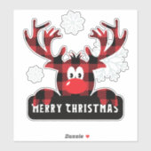 Cute Plaid Reindeer Merry Christmas Holiday Vinyl シール (シート)