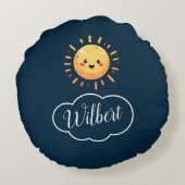 Cute Planets Kawaii Space Round Pillow ラウンドクッション (裏面)