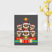 Cute Platypus Le Christmas Tree Xmas Hat  カード (黄色い花)